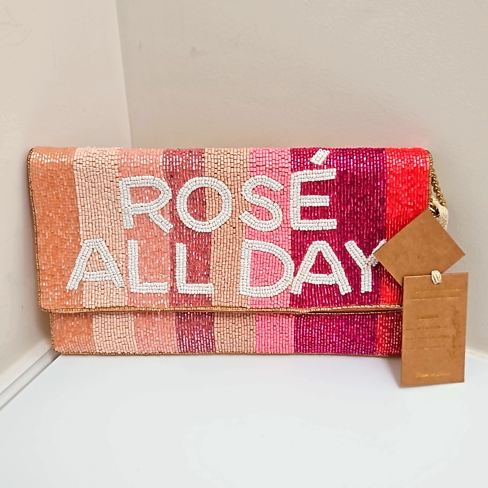 Rose All Day Beautiful Beaded Bold Clutch